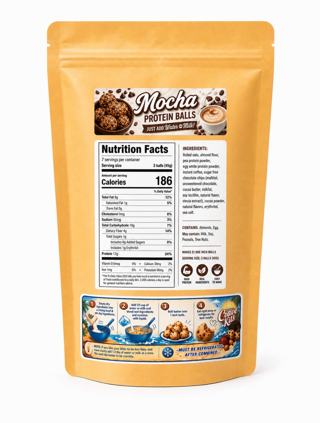 Mocha Protein Ball Mix – Limited Flavor | No Bake High Protein Snack (10.5 oz)