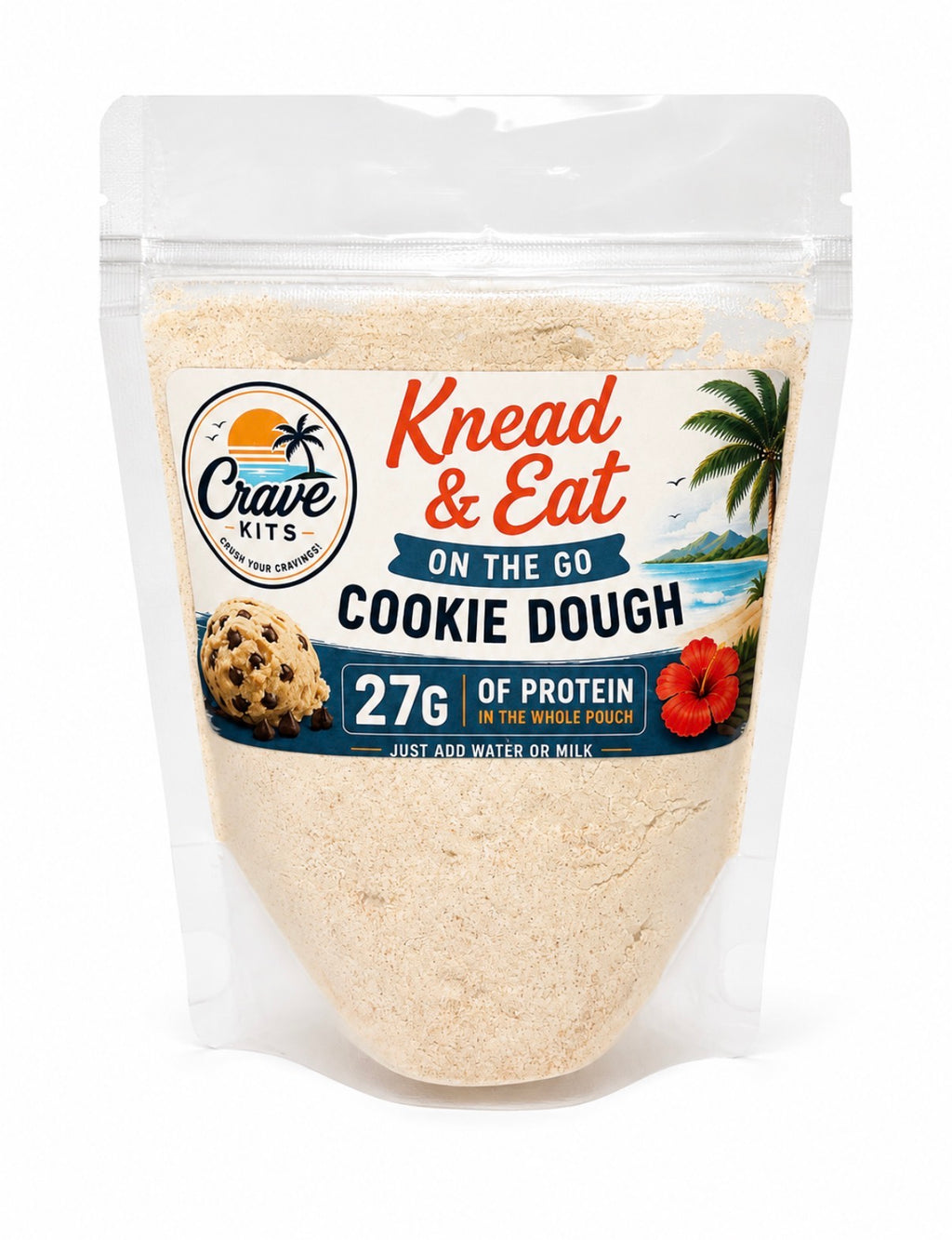 Classic Cookie Dough | On-the-Go Edible Cookie Dough | High Protein Snack Mix | Just Add Water | 27g Protein Per Pouch