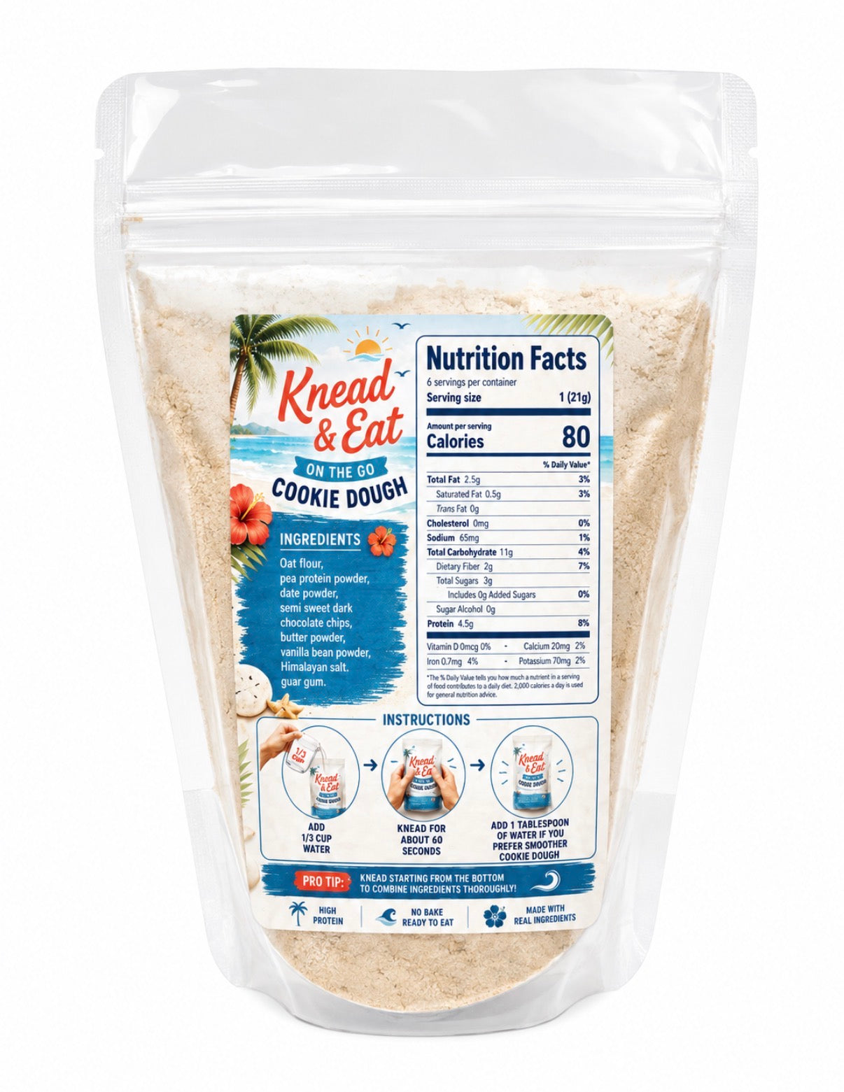 Classic Cookie Dough | On-the-Go Edible Cookie Dough | High Protein Snack Mix | Just Add Water | 27g Protein Per Pouch